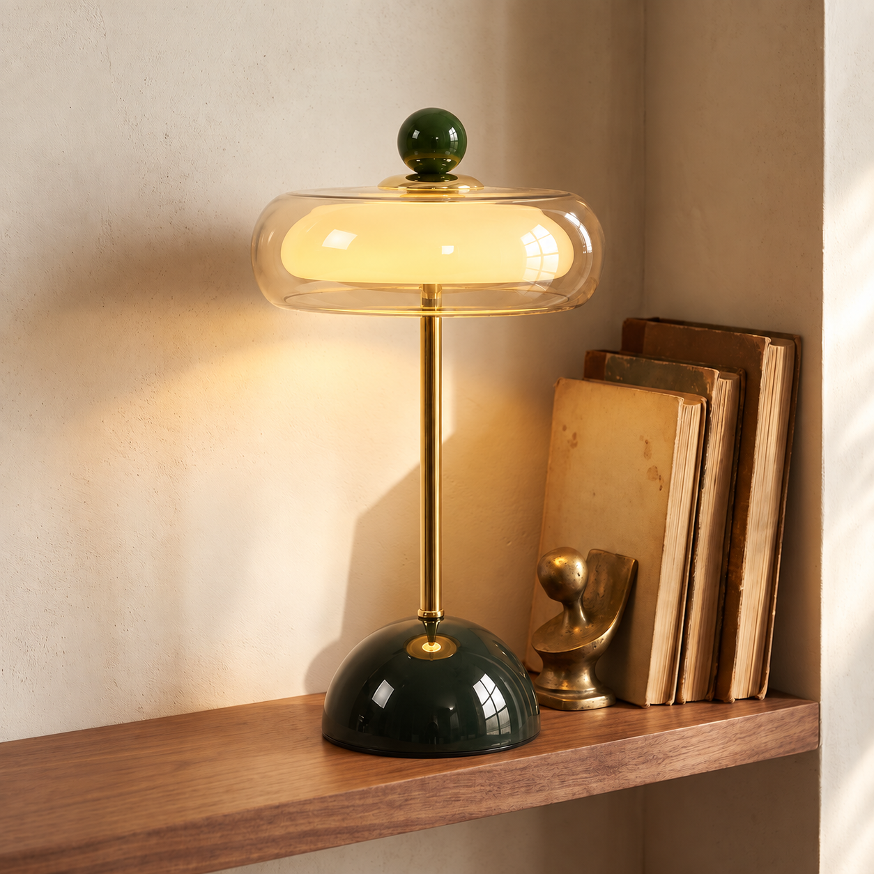 Verda Green Glass Cordless Table Lamp