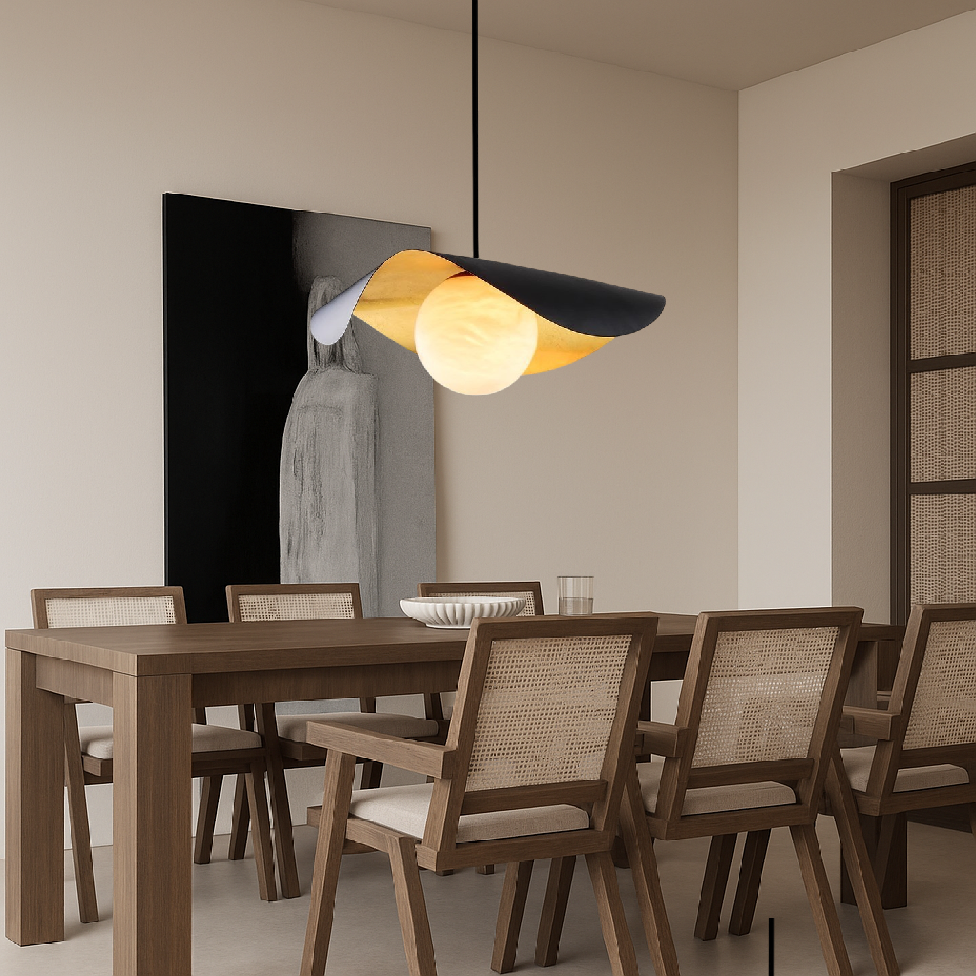 Vela Curved Shade Globe Pendant Light for Dining Rooms