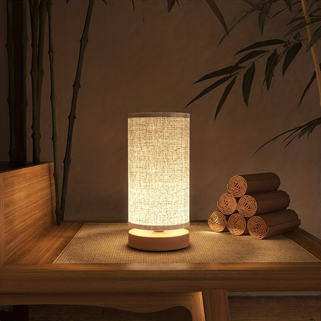 Wren Wood and Linen Table Lamp