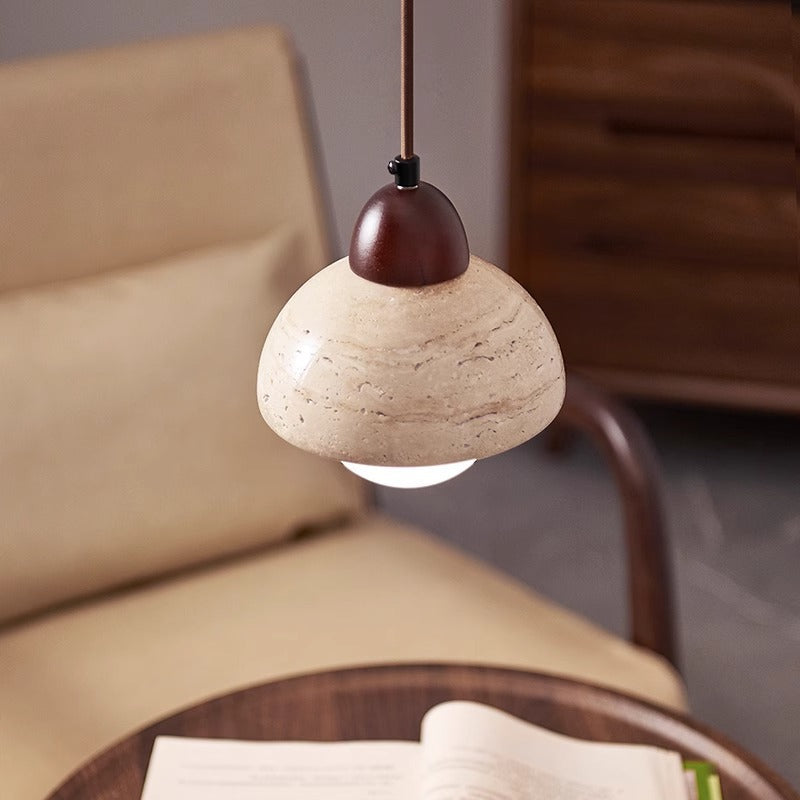Pebble Travertine Mushroom Pendant Light for Kitchen Islands