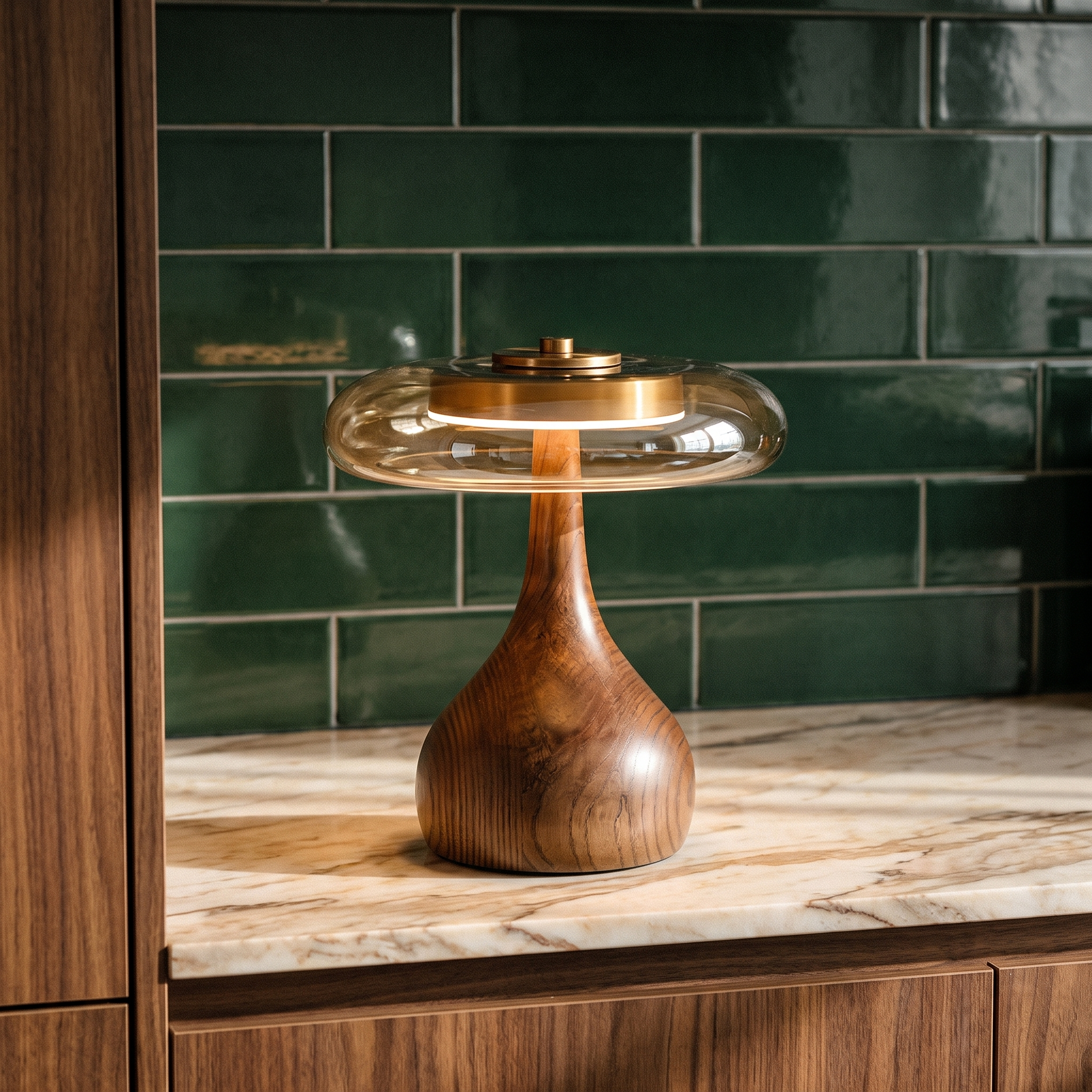Sienna lamp on a marble counter