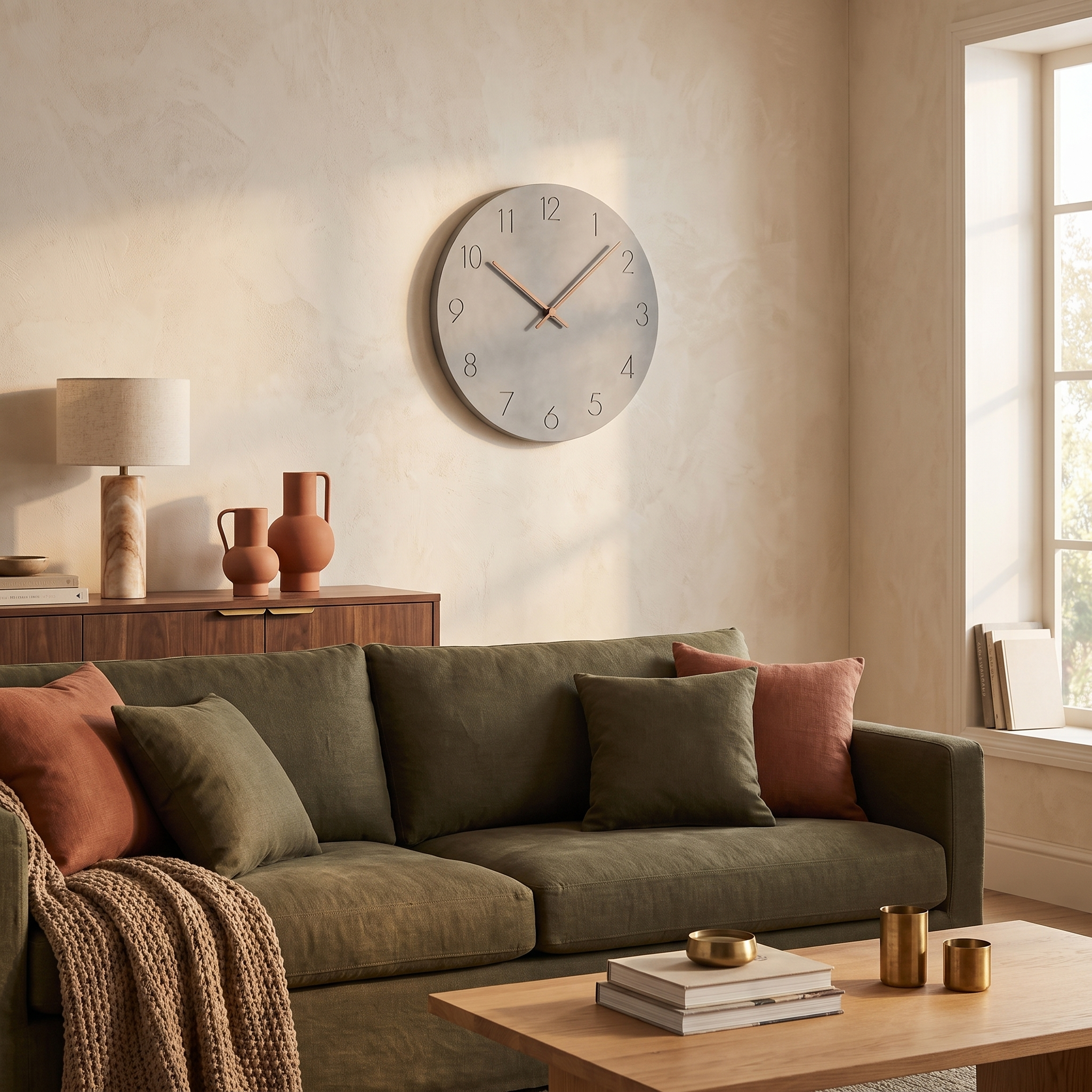 Esker Grey Minimalist Wall Clock