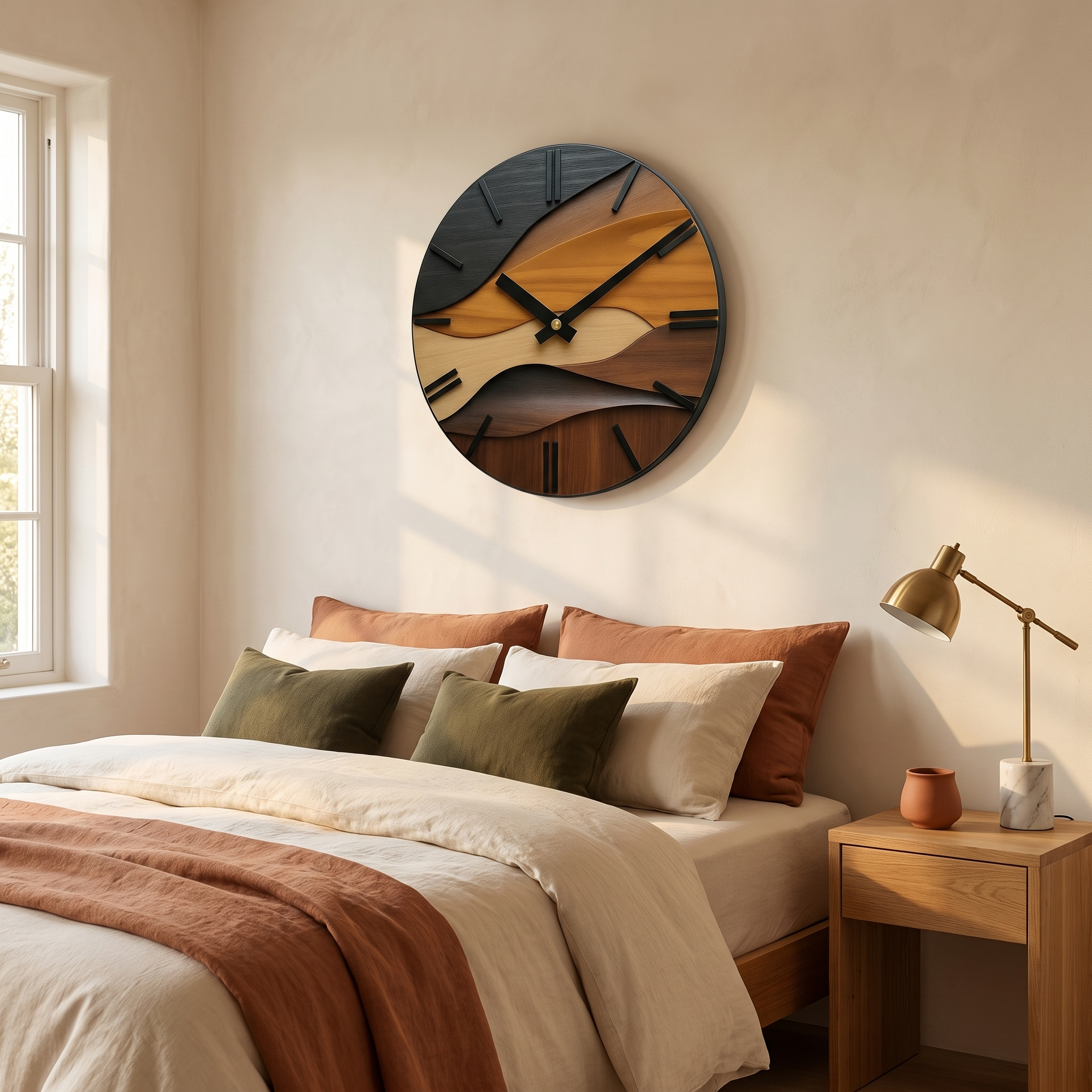 Ondine Faux Wood Grain Wall Clock