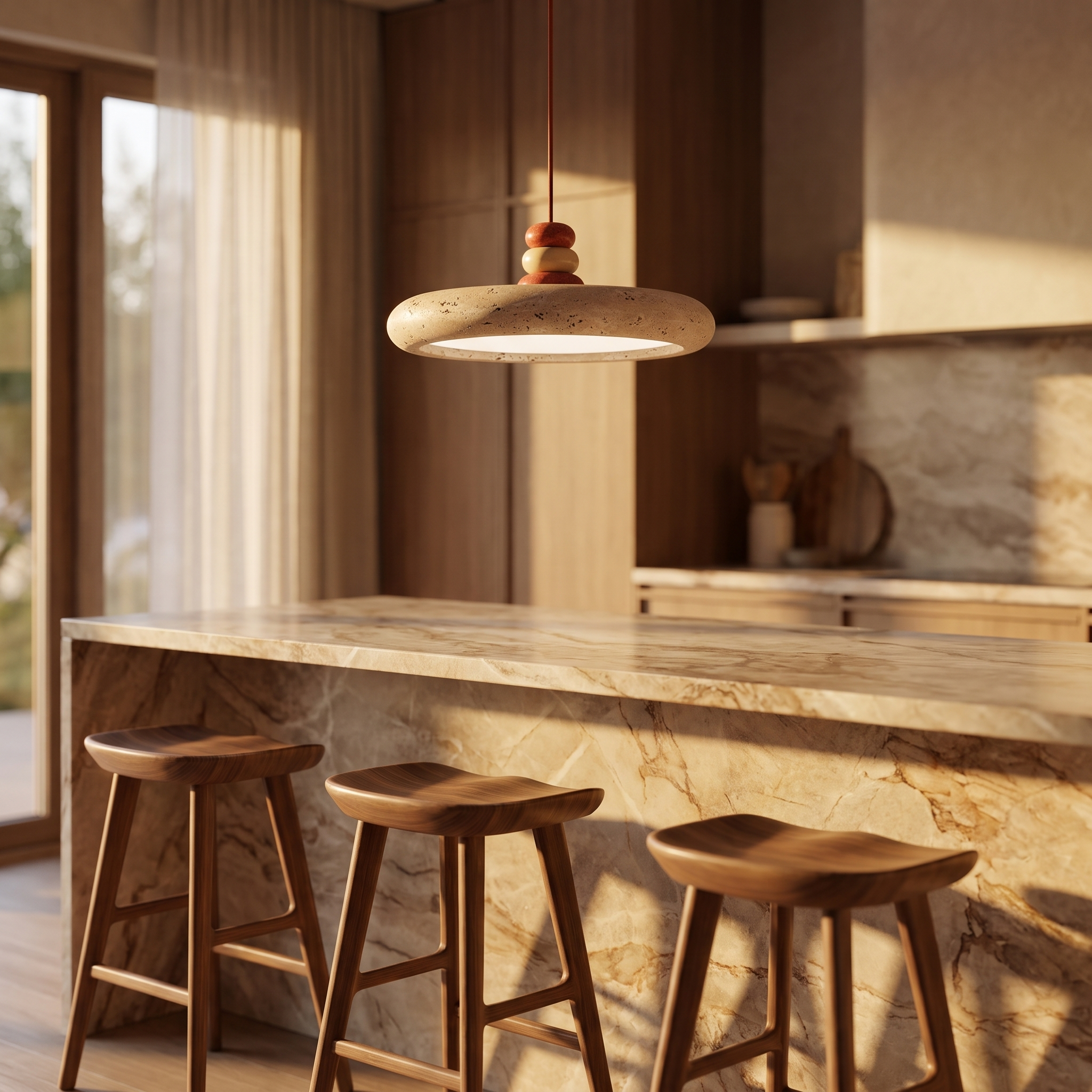 Talora Travertine Disc Pendant Light