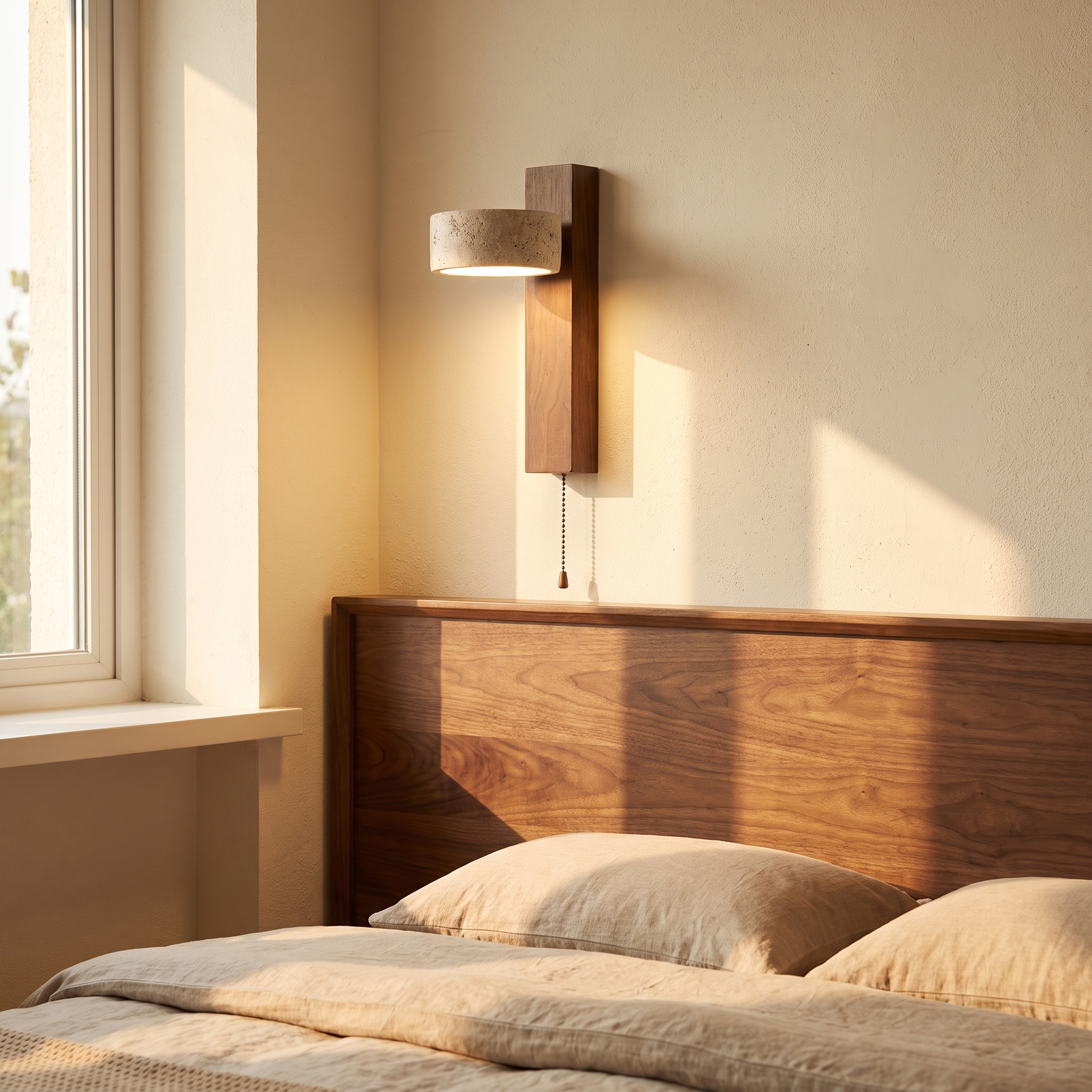 Eclat Wood and Travertine Wall Lamp