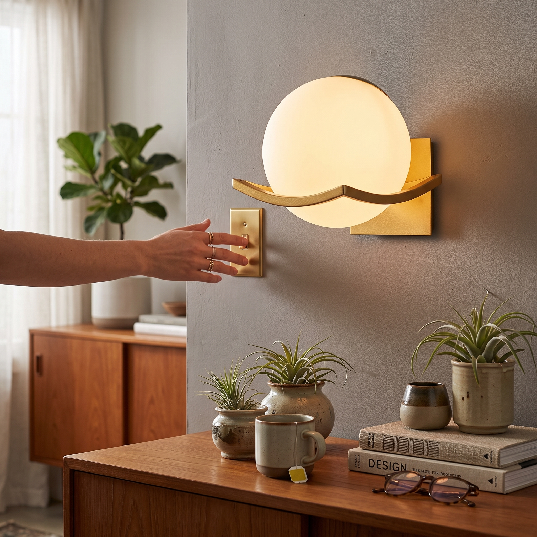 Makar Opal Glass Globe Wall Sconce