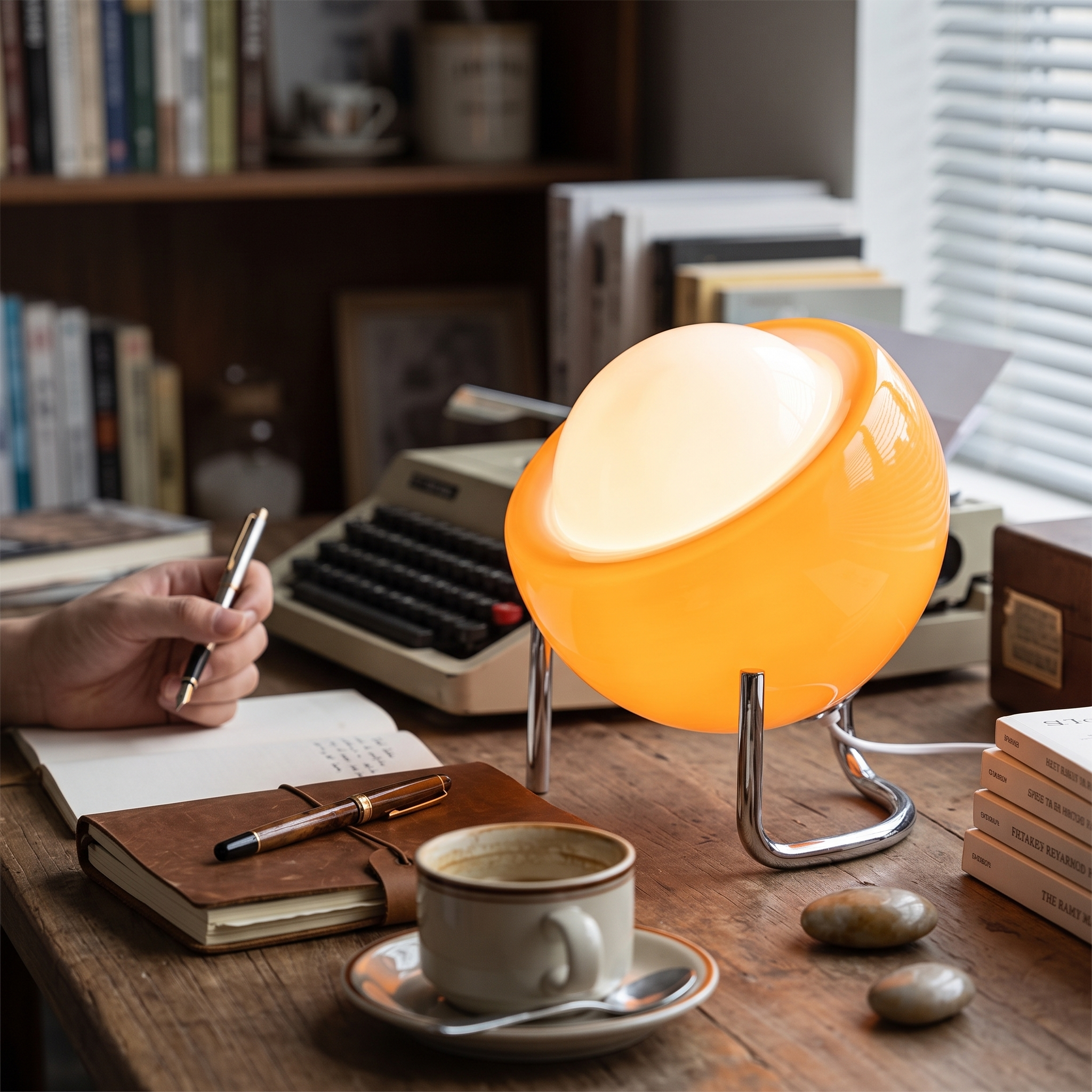 Amara Bauhaus Orange Glass Table Lamp