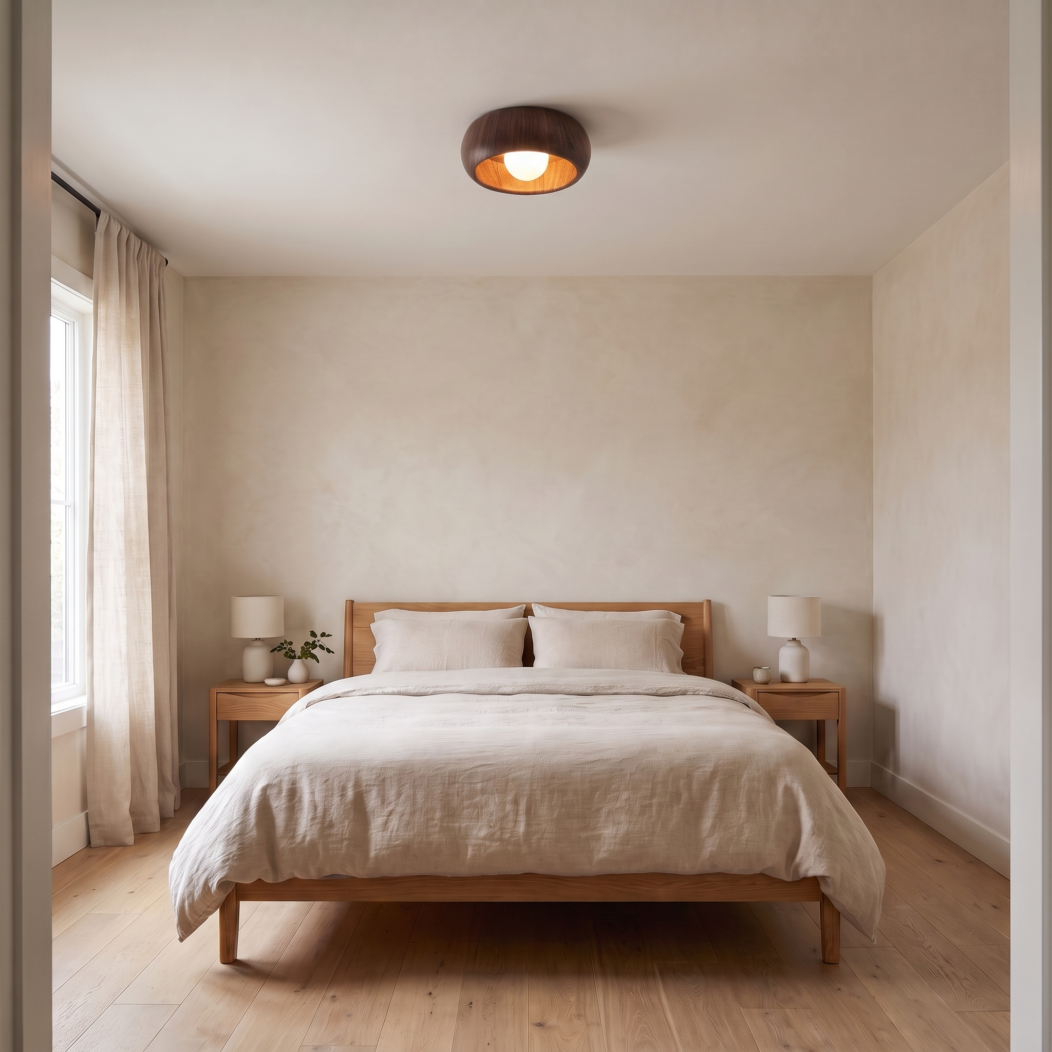 Albanora Wood LED Flush Mount Ceiling Light