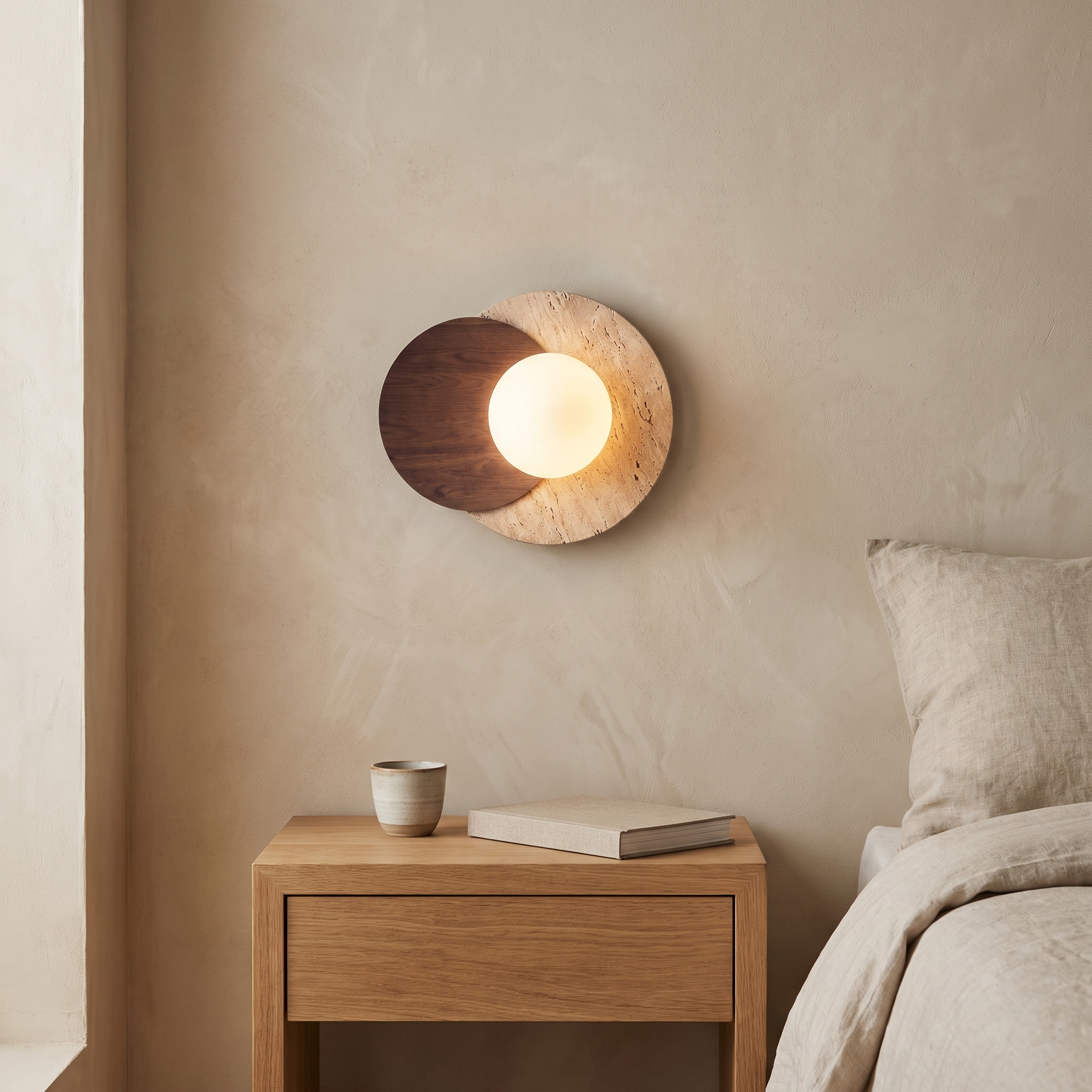 Wabina Stone and Wood Wall Lamp