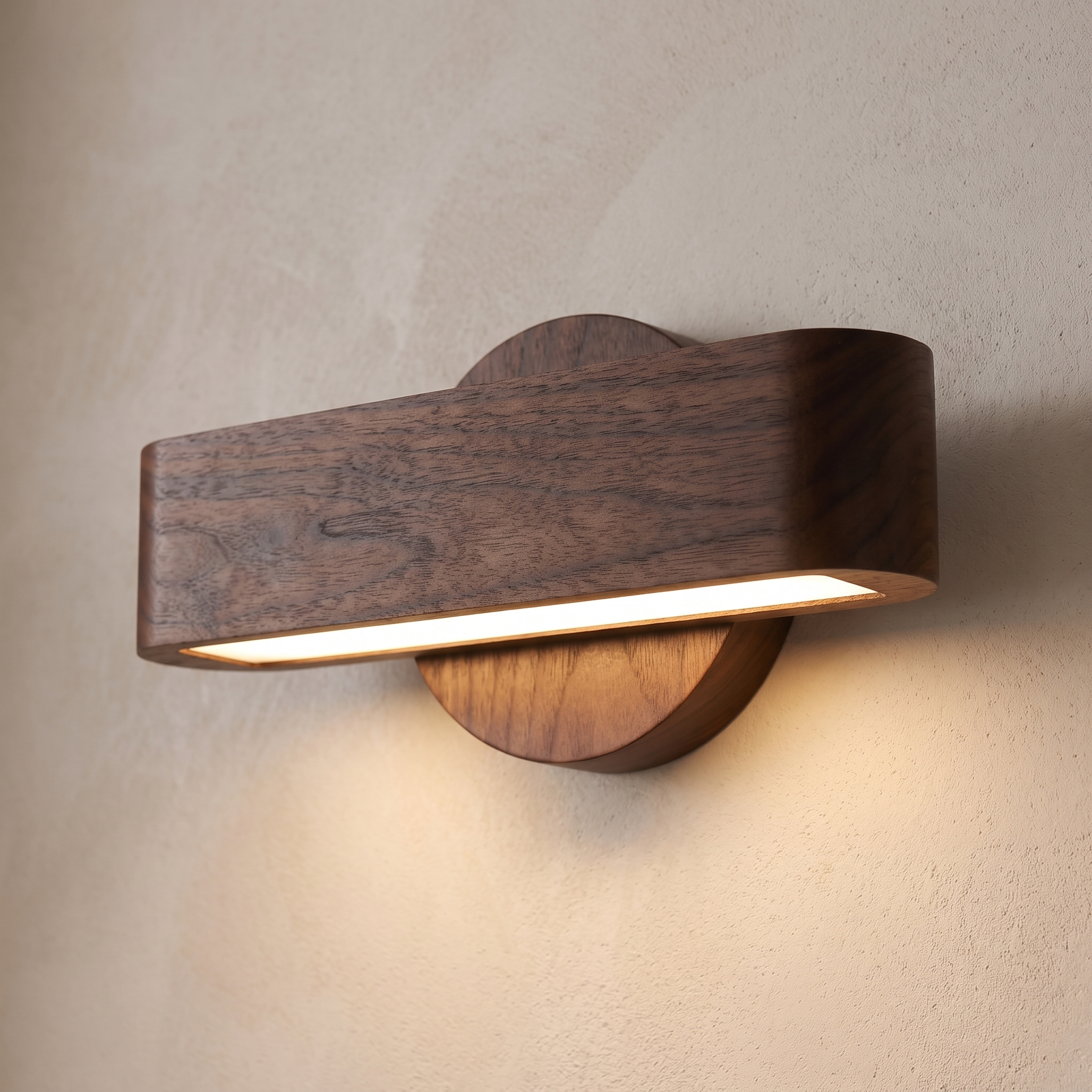 Kaede rotating walnut wall lamp detail close-up