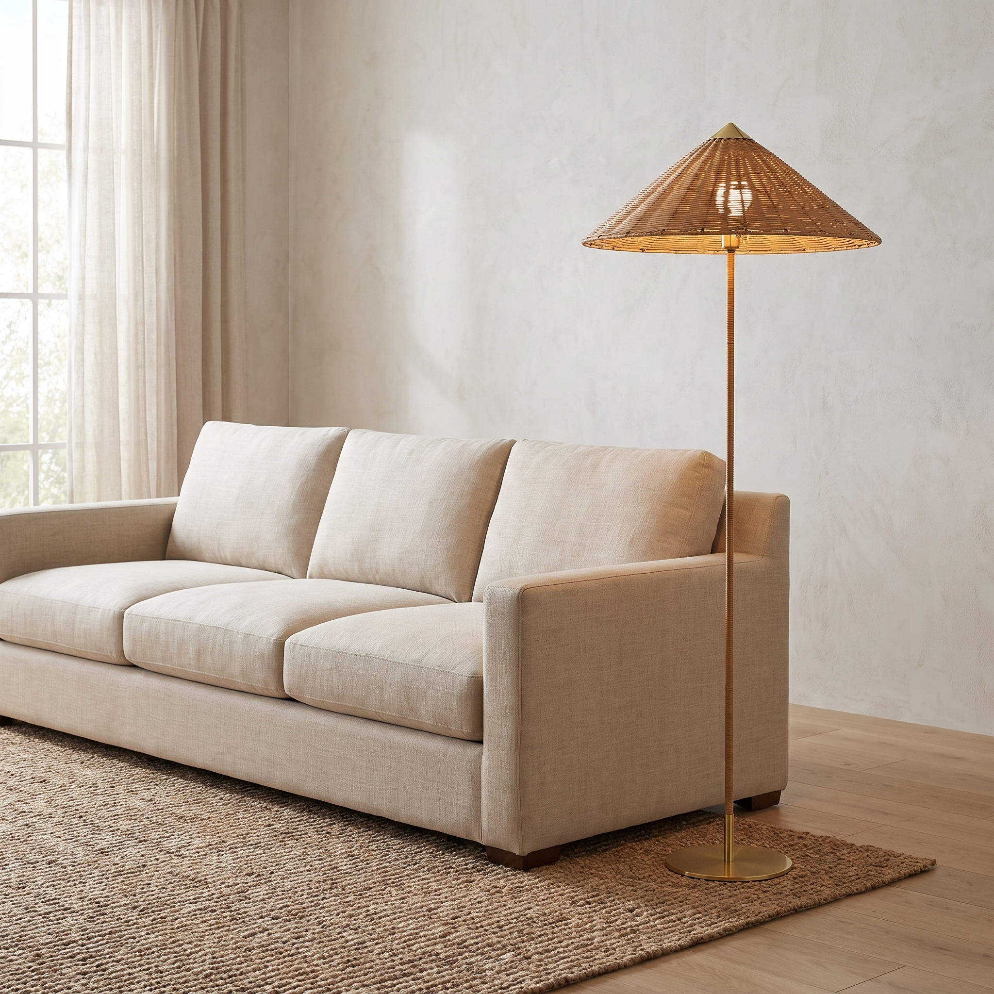 Rockerweave Rattan Cone Floor Lamp