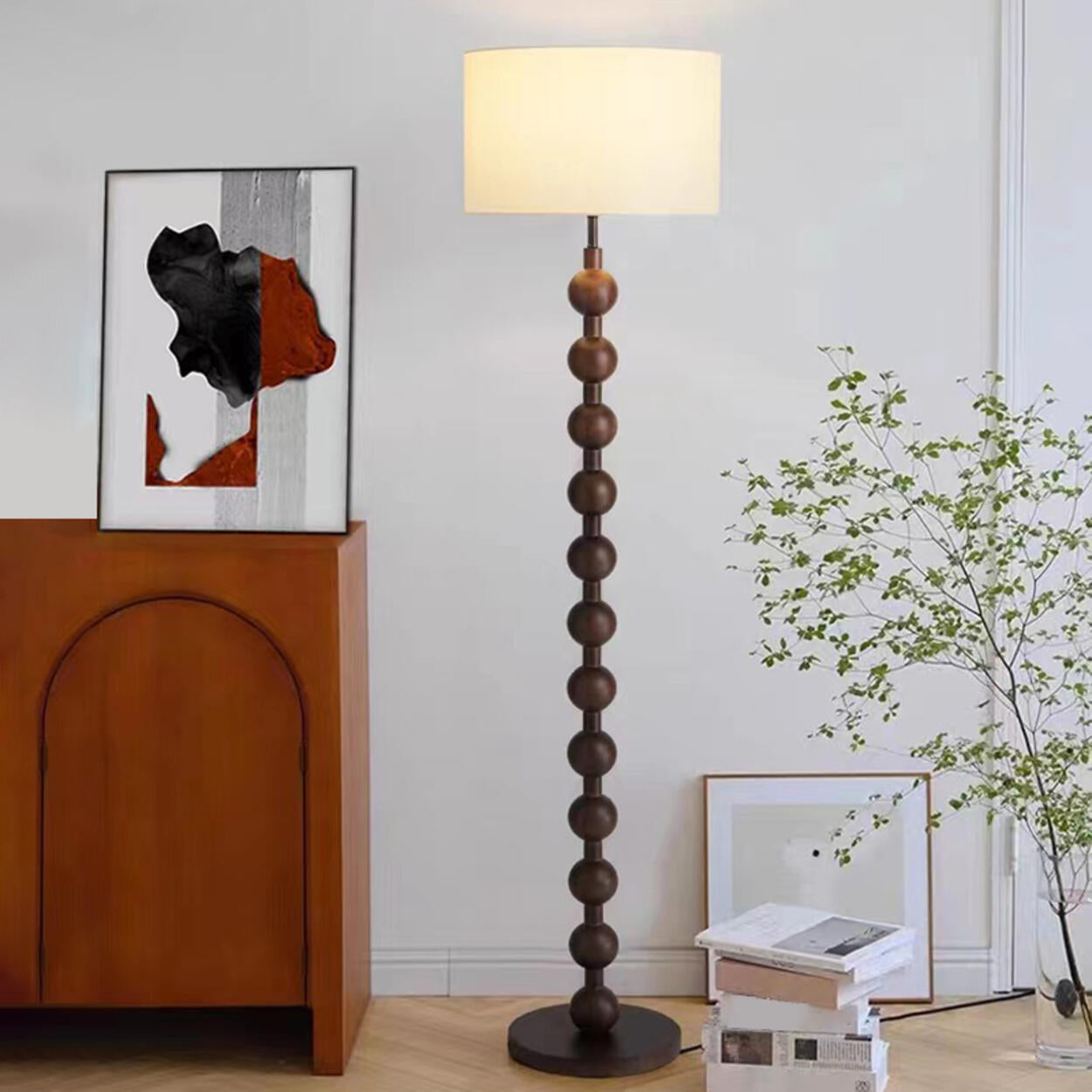 Sphereline Wooden Spherical Column Floor Lamp