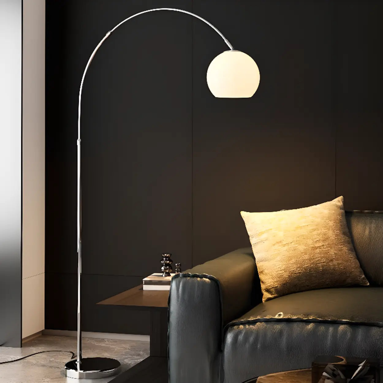 Ambrosia amber glass globe arc floor lamp, view 7